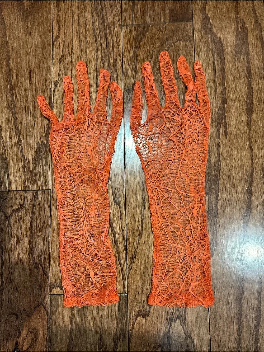 Orange Lace Gloves Like New